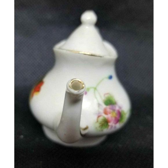 Vintage Japan Milwaukee Wisconsin WI Souvenir Miniature Teapot Tea Pot Floral - Picture 4 of 12